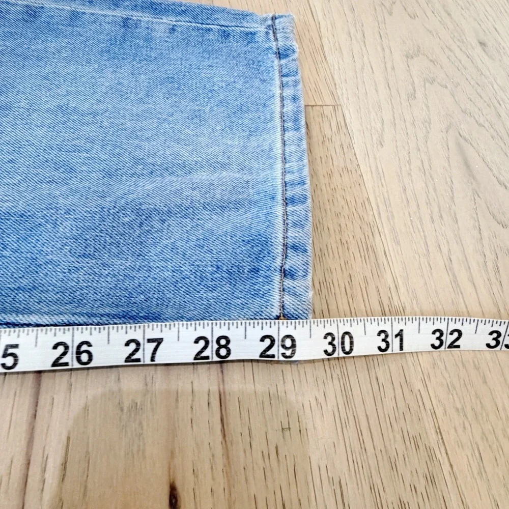 Reformation 31 Cynthia High Rise Relaxed Distressed Jeans Light Blue Oahu Wash